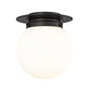 Z-Lite Calhoun 9" 1-Light Matte Black and White Opal Glass Shade Flush Mount Lighting