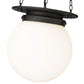Z-Lite Calhoun 9" 1-Light Matte Black and White Opal Glass Shade Pendant Light
