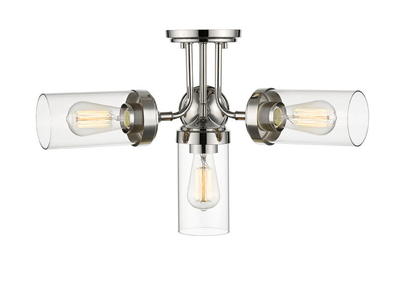 Z-Lite Calliope 23" 4-Light Polished Nickel Semi Flush Mount With Clear Glass Shade