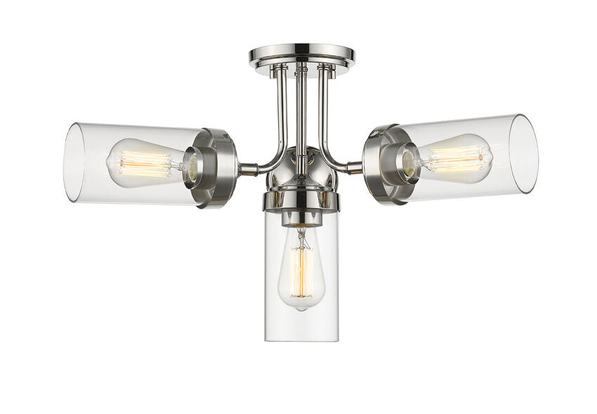 Z-Lite Calliope 23" 4-Light Polished Nickel Semi Flush Mount With Clear Glass Shade