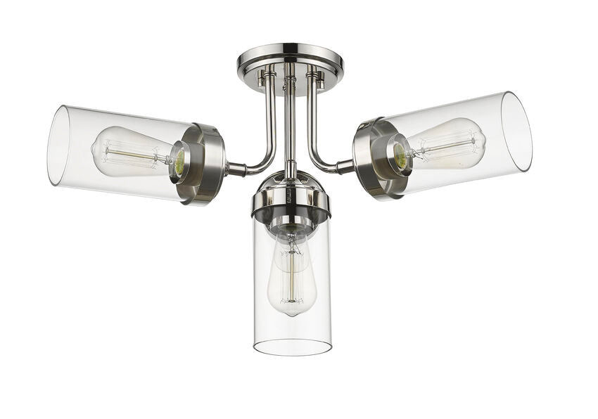 Z-Lite Calliope 23" 4-Light Polished Nickel Semi Flush Mount With Clear Glass Shade