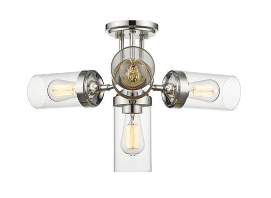 Z-Lite Calliope 23" 4-Light Polished Nickel Semi Flush Mount With Clear Glass Shade