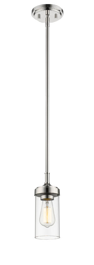 Z-Lite Calliope 5" 1-Light Polished Nickel Mini Pendant Light With Clear Glass Shade