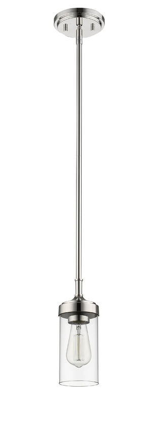 Z-Lite Calliope 5" 1-Light Polished Nickel Mini Pendant Light With Clear Glass Shade