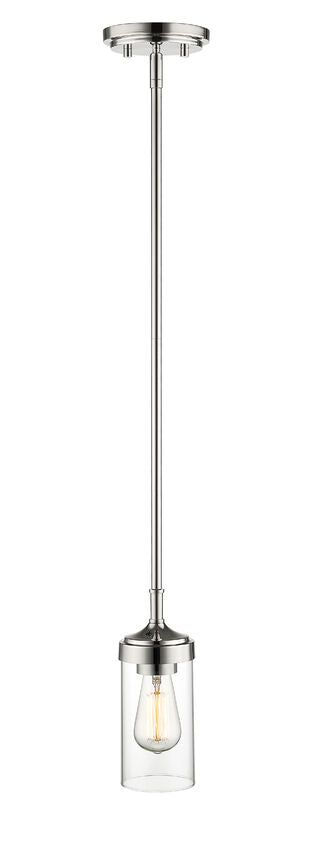 Z-Lite Calliope 5" 1-Light Polished Nickel Mini Pendant Light With Clear Glass Shade