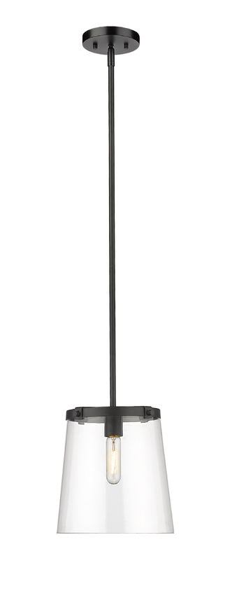 Z-Lite Callista 10" 1-Light Matte Black Pendant Light With Clear Glass Shade