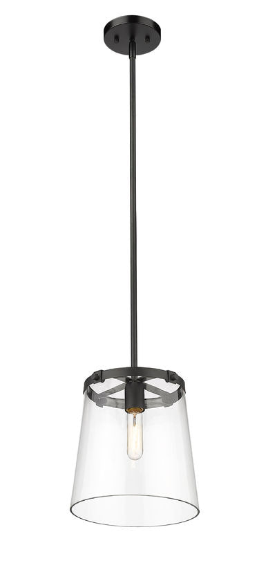Z-Lite Callista 10" 1-Light Matte Black Pendant Light With Clear Glass Shade