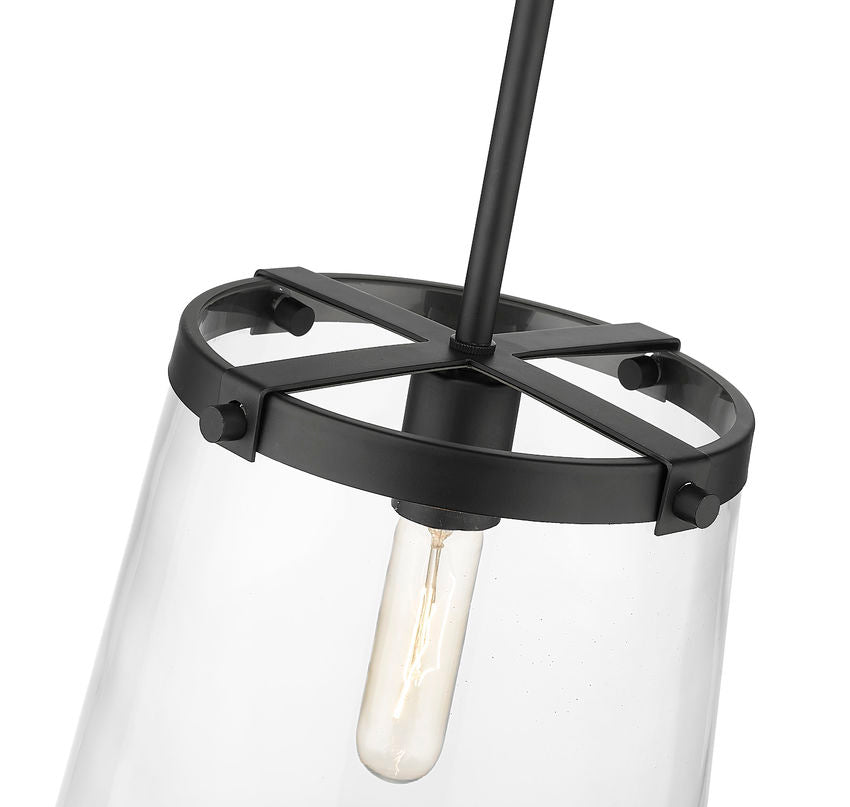 Z-Lite Callista 10" 1-Light Matte Black Pendant Light With Clear Glass Shade