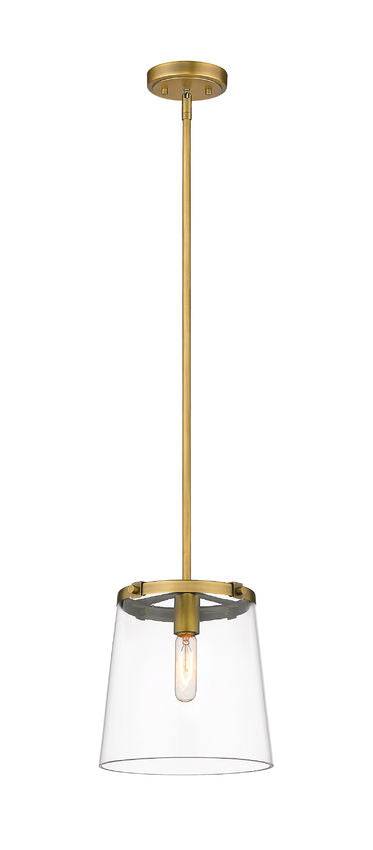 Z-Lite Callista 10" 1-Light Rubbed Brass Pendant Light With Clear Glass Shade