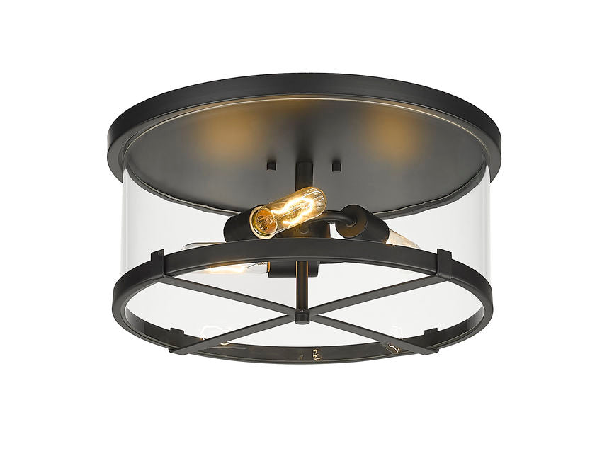 Z-Lite Callista 17" 3-Light Matte Black Flush Mount Lighting With Clear Glass Shade