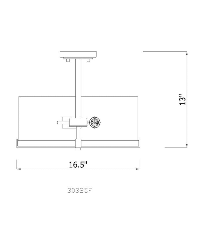 Z-Lite Callista 17" 3-Light Matte Black Semi Flush Mount With Clear Glass Shade