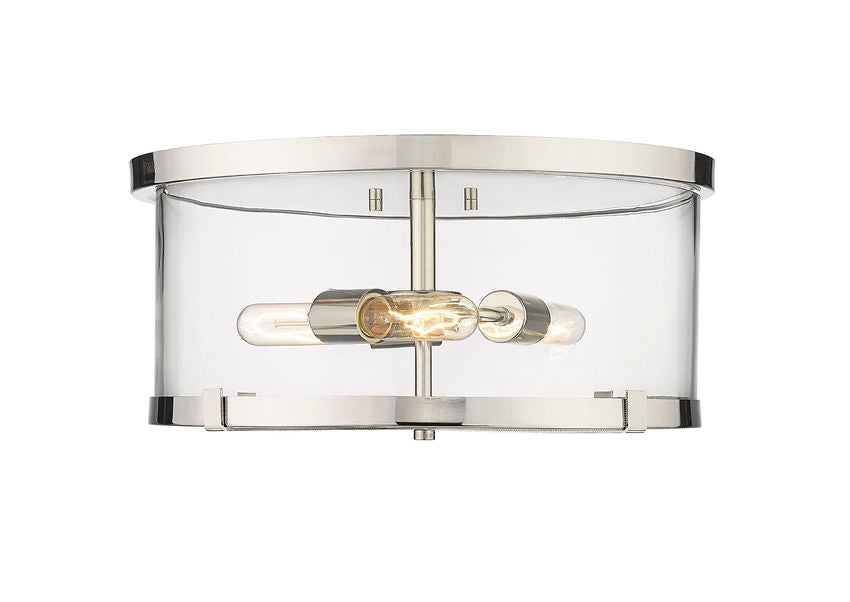 Z-Lite Callista 17" 3-Light Polished Nickel Flush Mount Lighting With Clear Glass Shade