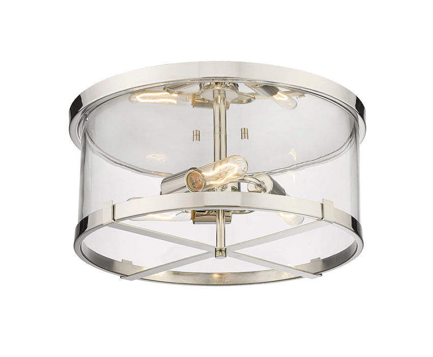 Z-Lite Callista 17" 3-Light Polished Nickel Flush Mount Lighting With Clear Glass Shade