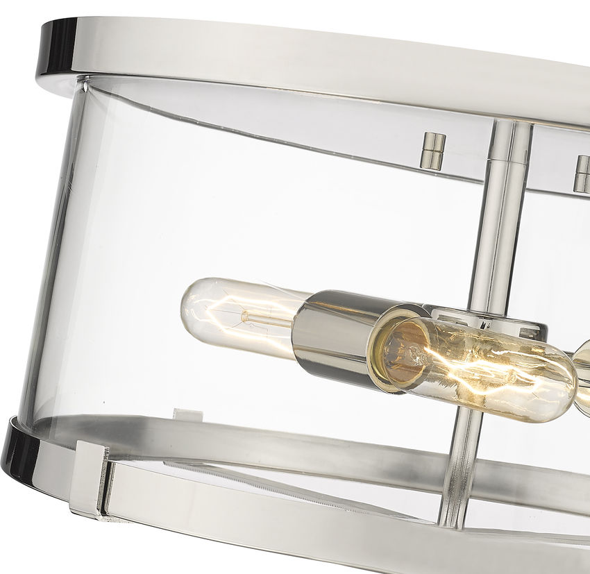 Z-Lite Callista 17" 3-Light Polished Nickel Flush Mount Lighting With Clear Glass Shade