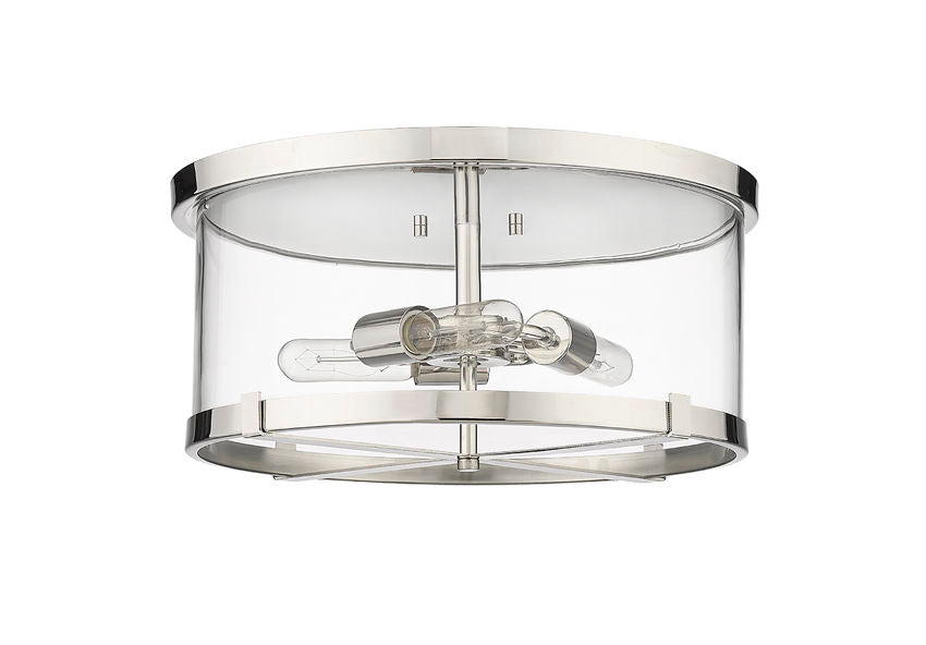 Z-Lite Callista 17" 3-Light Polished Nickel Flush Mount Lighting With Clear Glass Shade