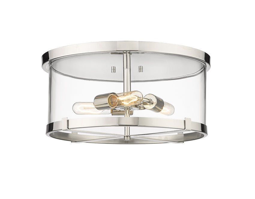 Z-Lite Callista 17" 3-Light Polished Nickel Flush Mount Lighting With Clear Glass Shade