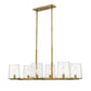 Z-Lite Callista 22" 6-Light Rubbed Brass Island Light With Clear Glass Shade