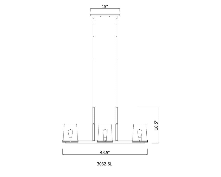 Z-Lite Callista 22" 6-Light Rubbed Brass Island Light With Clear Glass Shade