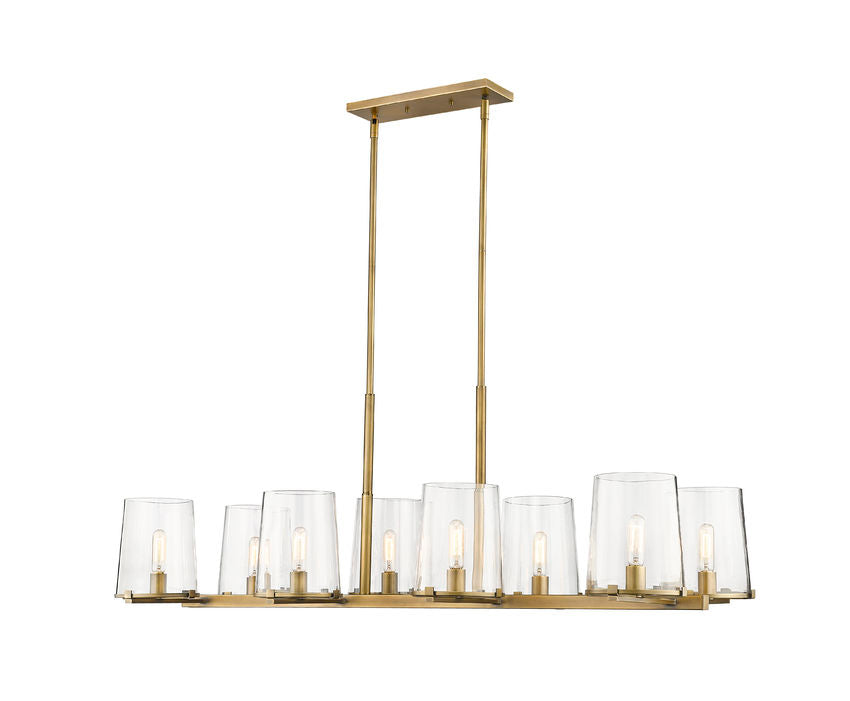 Z-Lite Callista 22" 8-Light Rubbed Brass Island Light With Clear Glass Shade