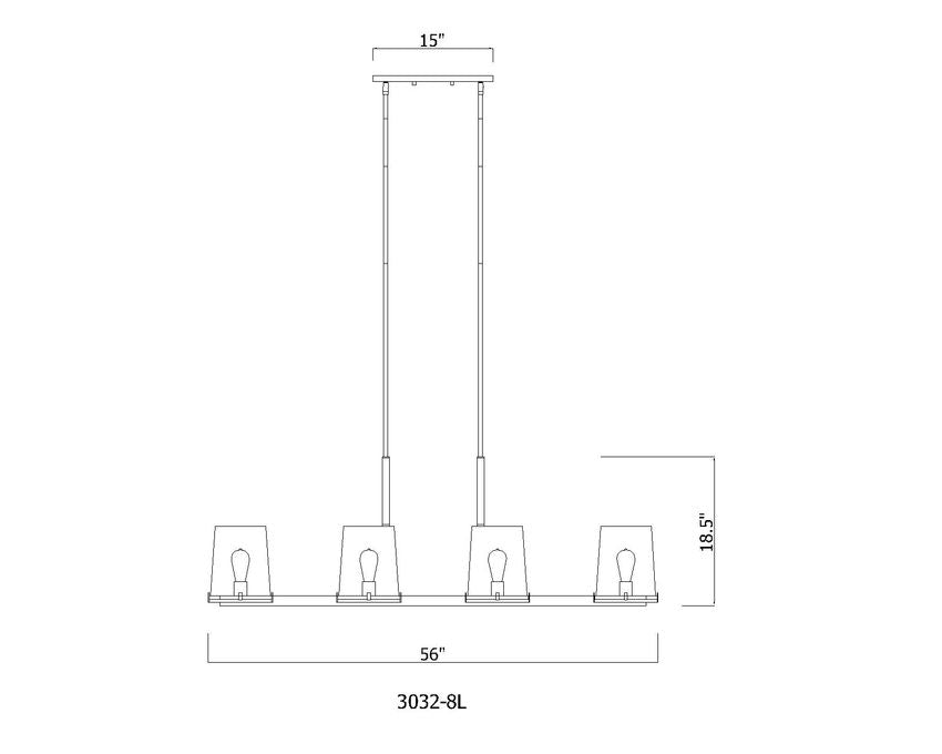 Z-Lite Callista 22" 8-Light Rubbed Brass Island Light With Clear Glass Shade