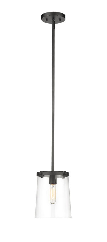 Z-Lite Callista 8" 1-Light Matte Black Mini Pendant Light With Clear Glass Shade