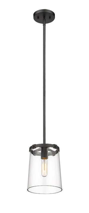 Z-Lite Callista 8" 1-Light Matte Black Mini Pendant Light With Clear Glass Shade