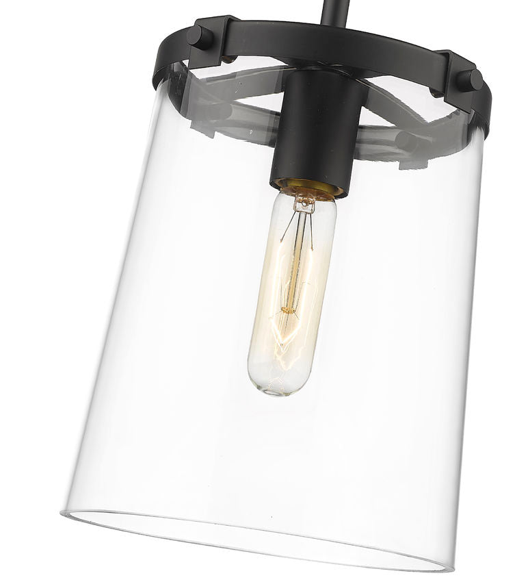Z-Lite Callista 8" 1-Light Matte Black Mini Pendant Light With Clear Glass Shade
