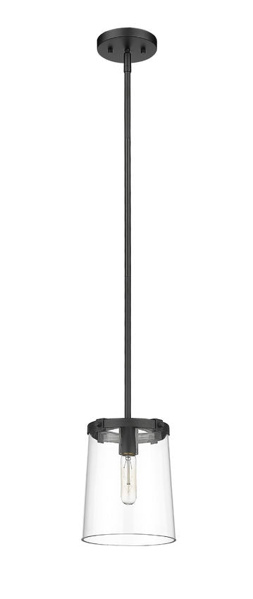Z-Lite Callista 8" 1-Light Matte Black Mini Pendant Light With Clear Glass Shade