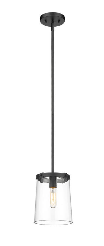 Z-Lite Callista 8" 1-Light Matte Black Mini Pendant Light With Clear Glass Shade