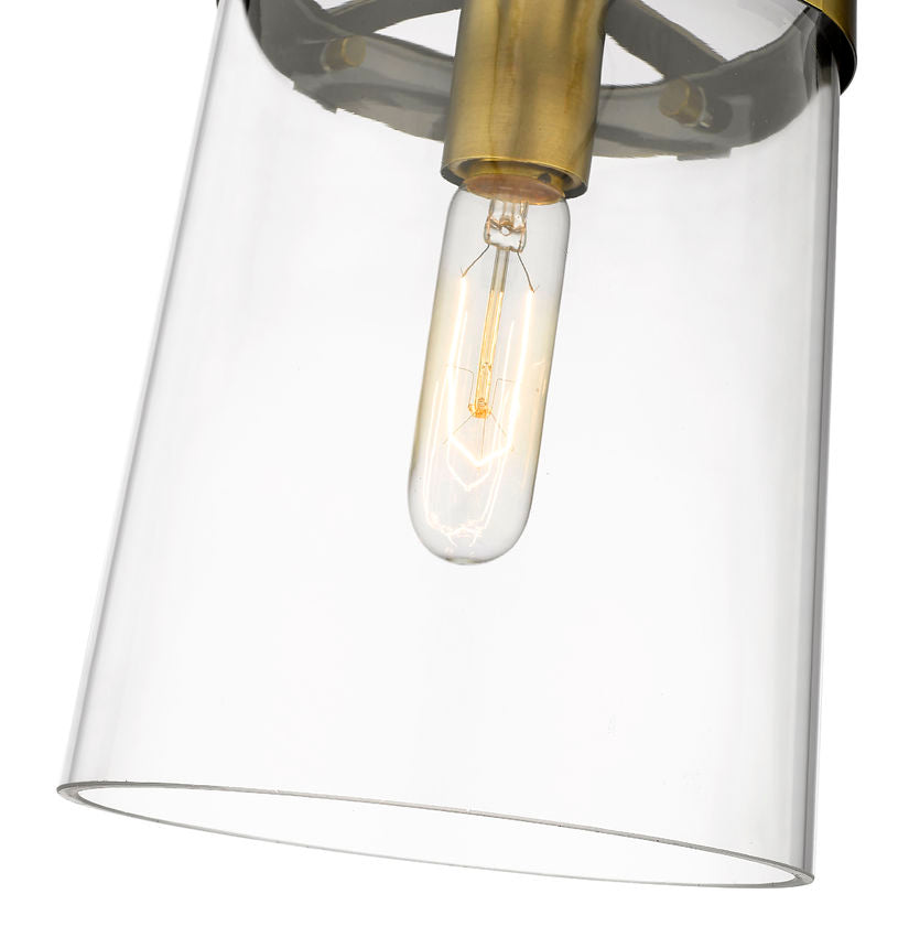 Z-Lite Callista 8" 1-Light Rubbed Brass Mini Pendant Light With Clear Glass Shade
