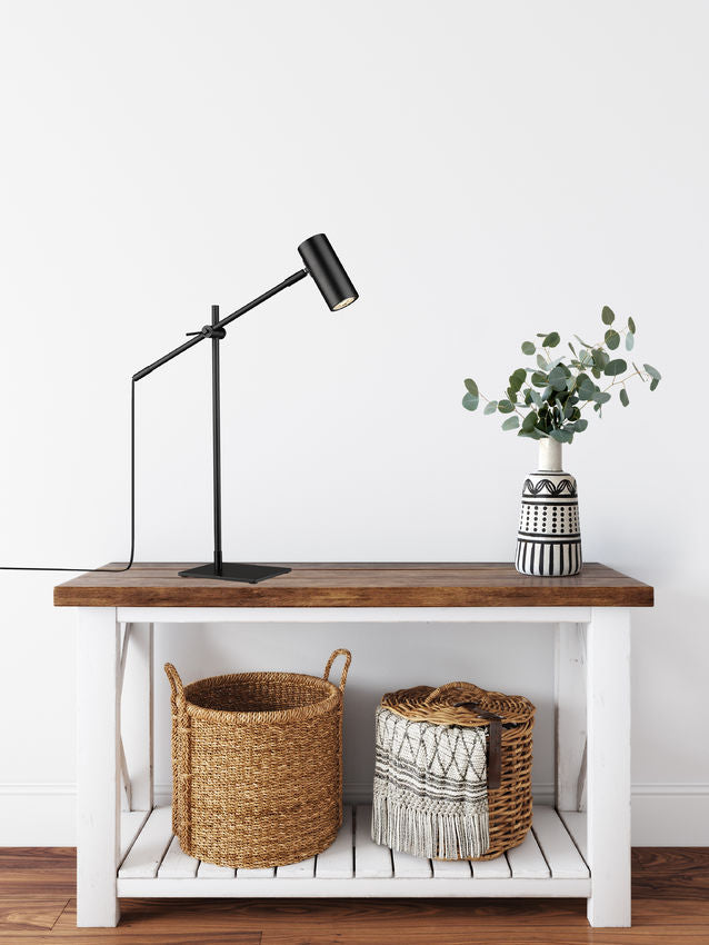 Z-Lite Calumet 6" 1-Light Matte Black Aluminum Table Lamp