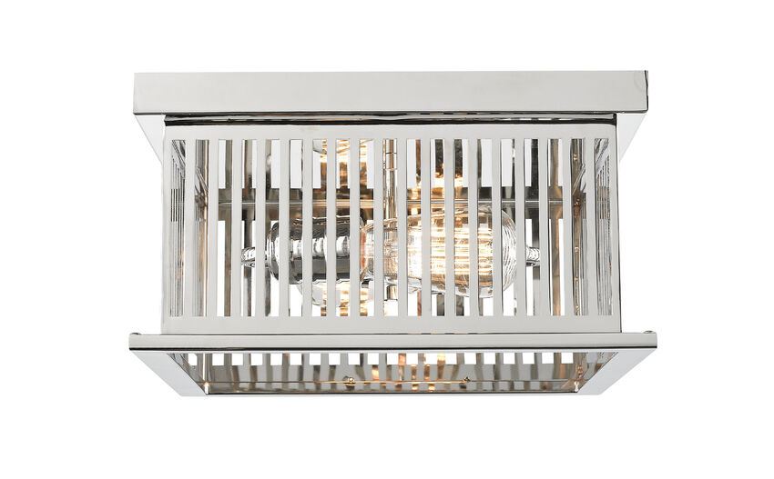 Z-Lite Camellia 12" 2-Light Polished Nickel Steel Flush Mount Lighting