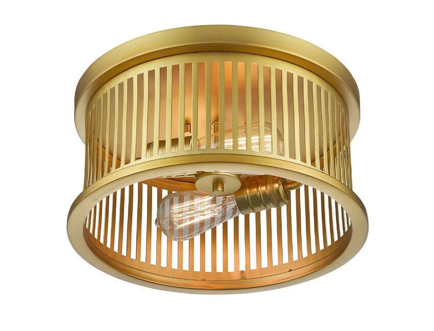 Z-Lite Camellia 13" 2-Light Brass Steel Flush Mount Lighting