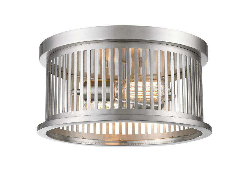 Z-Lite Camellia 13" 2-Light Brushed Nickel Steel Flush Mount Lighting