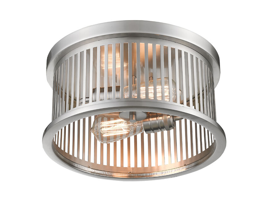 Z-Lite Camellia 13" 2-Light Brushed Nickel Steel Flush Mount Lighting