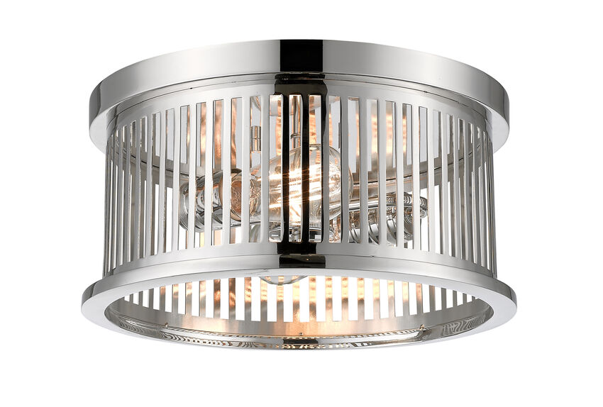 Z-Lite Camellia 13" 2-Light Polished Nickel Steel Flush Mount Lighting