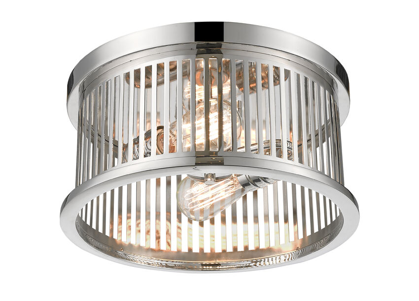 Z-Lite Camellia 13" 2-Light Polished Nickel Steel Flush Mount Lighting