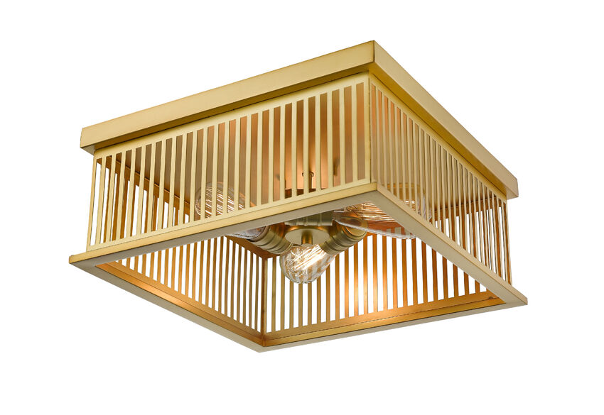 Z-Lite Camellia 15" 3-Light Brass Steel Flush Mount Lighting