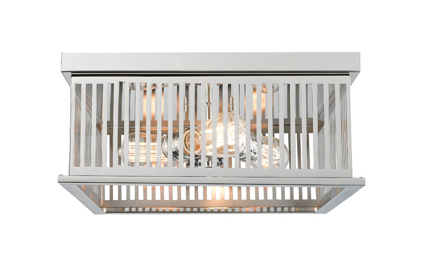 Z-Lite Camellia 15" 3-Light Polished Nickel Steel Flush Mount Lighting