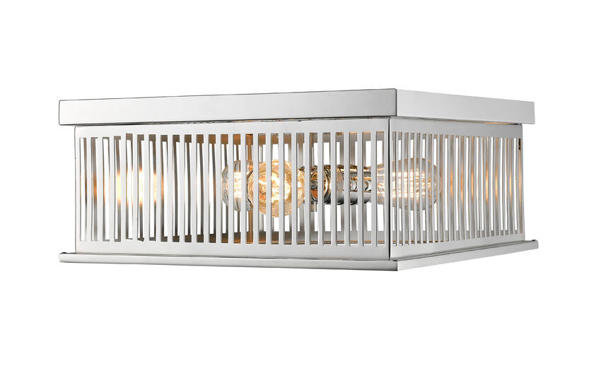 Z-Lite Camellia 15" 3-Light Polished Nickel Steel Flush Mount Lighting