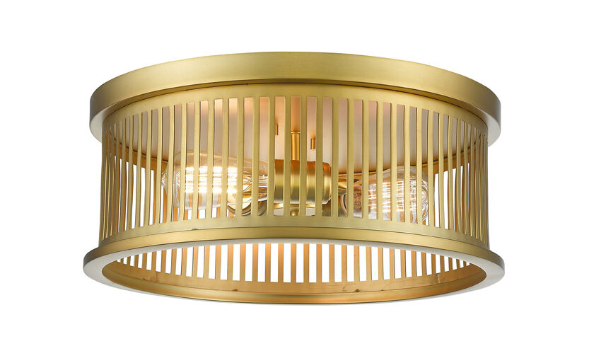 Z-Lite Camellia 16" 3-Light Brass Steel Flush Mount Lighting