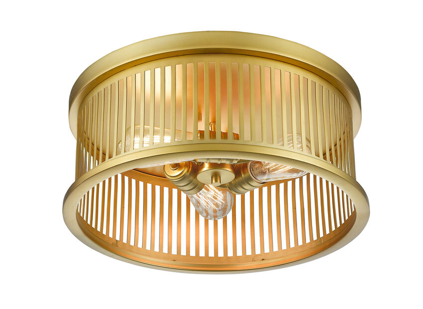 Z-Lite Camellia 16" 3-Light Brass Steel Flush Mount Lighting