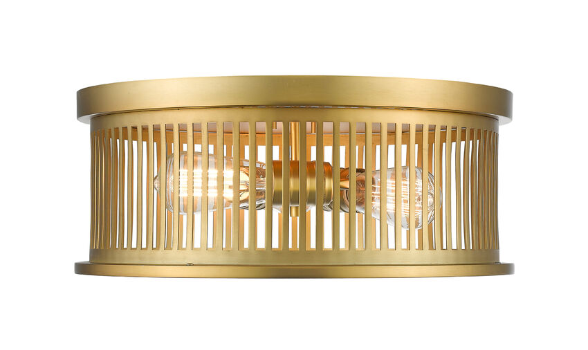 Z-Lite Camellia 16" 3-Light Brass Steel Flush Mount Lighting