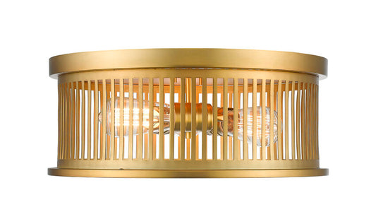 Z-Lite Camellia 16" 3-Light Brass Steel Flush Mount Lighting