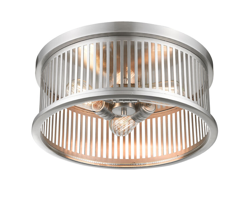 Z-Lite Camellia 16" 3-Light Brushed Nickel Steel Flush Mount Lighting