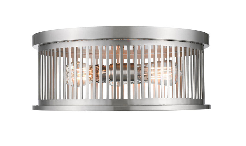 Z-Lite Camellia 16" 3-Light Brushed Nickel Steel Flush Mount Lighting