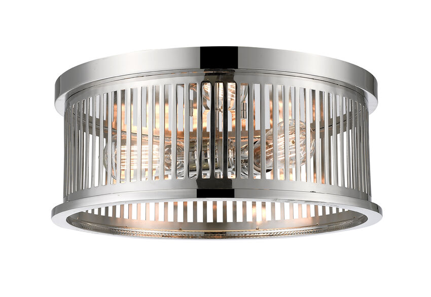 Z-Lite Camellia 16" 3-Light Polished Nickel Steel Flush Mount Lighting