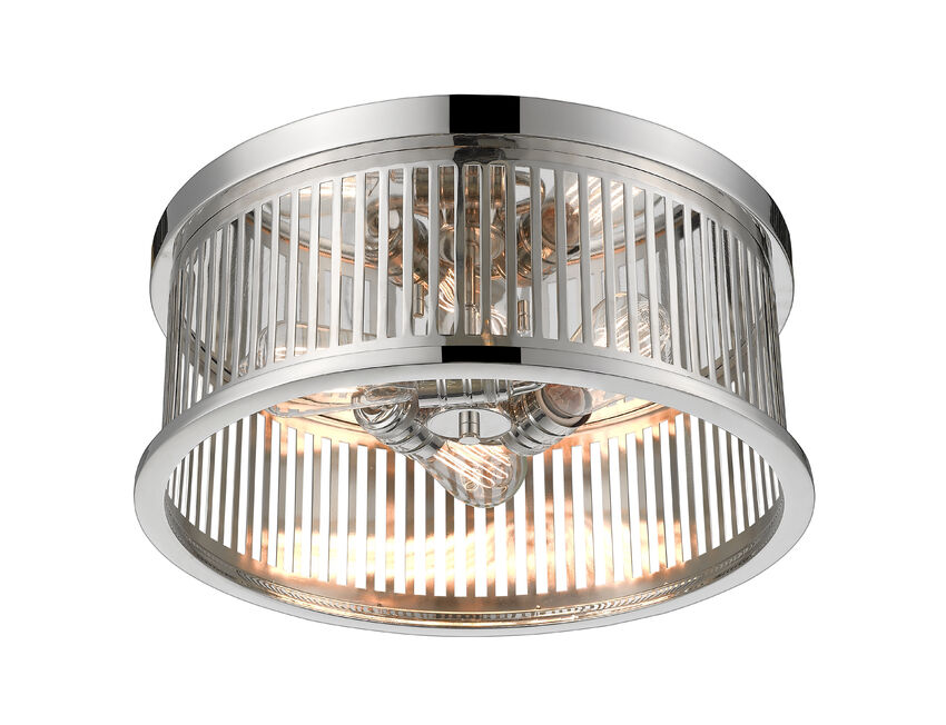 Z-Lite Camellia 16" 3-Light Polished Nickel Steel Flush Mount Lighting