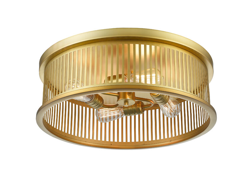 Z-Lite Camellia 20" 4-Light Brass Steel Flush Mount Lighting