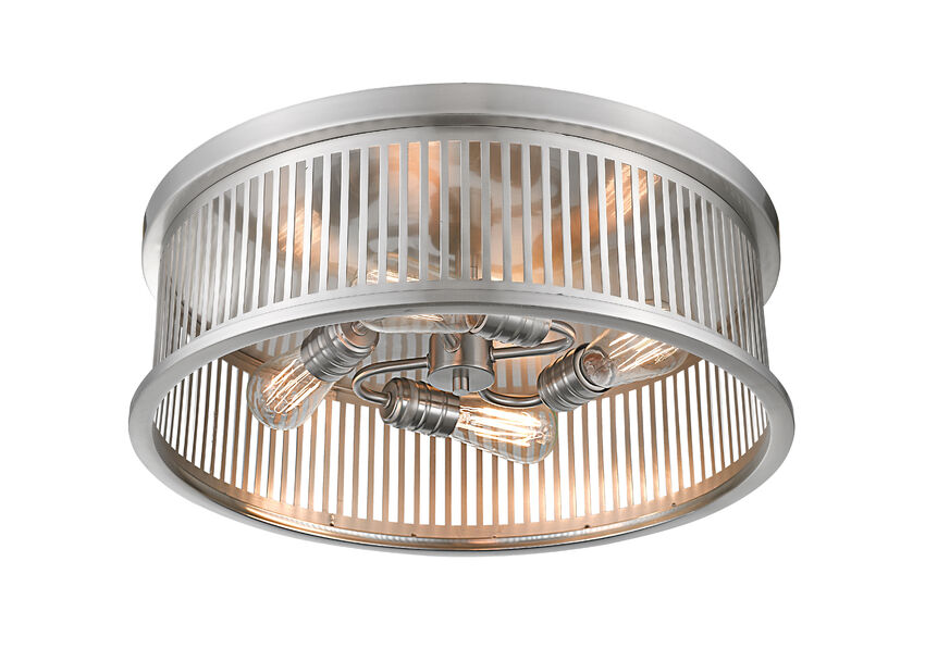 Z-Lite Camellia 20" 4-Light Brushed Nickel Steel Flush Mount Lighting